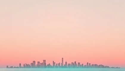 Obraz premium Minimalist Skyline of a City at Sunset