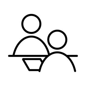 面接のアイコン。シンプルな線画のベクターイラスト。