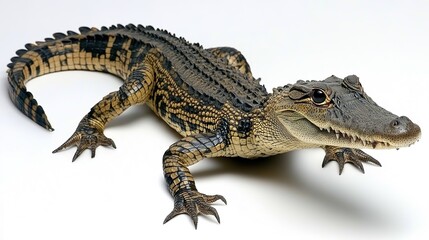 Naklejka premium New Guinea Crocodile in Natural Habitat, Close-up View of a Rare and Endangered Reptile Species