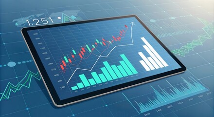 Biotech Stocks Trending on Tablet Screen With Graphs and Data Visualization. Generative AI