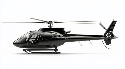 Ultra realistic helicopter side view in white background. super Hd Ultra for magazine. Film Noir photography