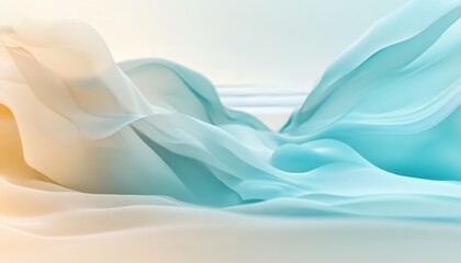 Abstract Light Blue and Beige Fabric Waves