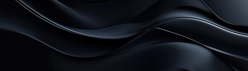 Abstract Black Wavy Surface with Smooth, Shiny Texture