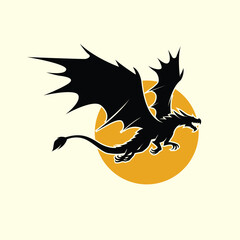 Flying Dragon Silhouette in the Moon