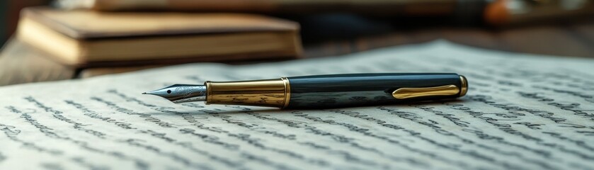 A Fountain Pen Resting on a Page of Handwritten Text