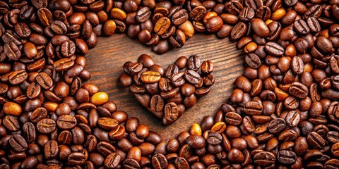 Obraz premium Heart-Shaped Coffee Beans for Valentine's Day Promotions, Romantic Branding, and Social Media Posts