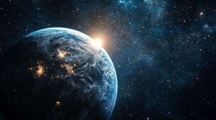 Obraz premium Stunning View of Earth in Space Showcasing Vibrant Cities at Dusk. Generative AI