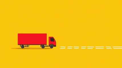 Simple Delivery Truck on Bright Yellow Background