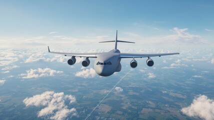 Cargo Plane Flying Above Clouds with Clear Sky