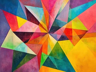 Abstract Geometric Painting with Vivid Colors