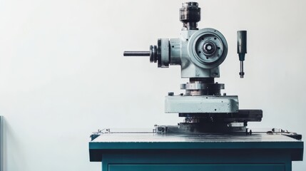 Fototapeta premium Industrial Machine: A close-up of a powerful industrial machine, its intricate gears and levers gleaming under the studio lights. The image evokes a sense of precision, craftsmanship.