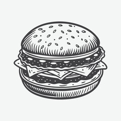 Tofu Burger Silhouette Vector Illustration Isolated On White Background Perfect for Vegan Food Designs