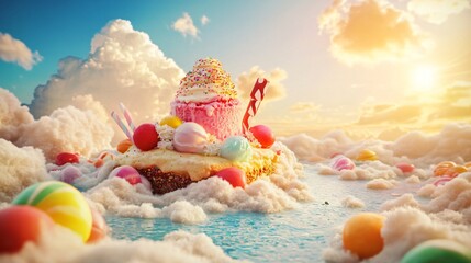 Sweet Dreamscape A Whimsical Fantasy of Candy and Clouds