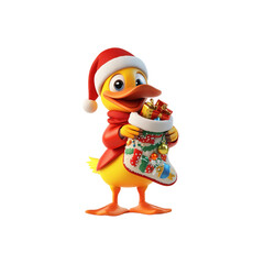 Christmas Duck with Stocking Full of Gifts