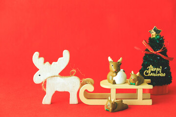 トナカイとそりのクリスマスイメージ