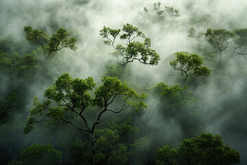Aerial drone forest survey photograph, top down bird's eye view, woodland trees background, surveying landscape trees