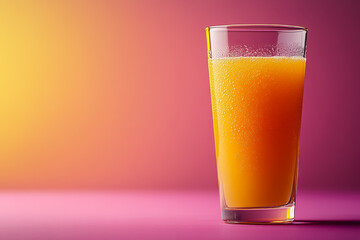 A vibrant and refreshing glass of pineapple juice sits on a colorful gradient background, perfect for summer-themed, health-focused, or beverage-related content.