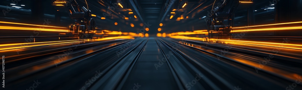 Leinwandbilder a dynamic, futuristic scene featuring glowing lines and perspective, suggesting high speed and advan