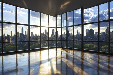 Fototapeta premium Modern Office Space with Large Glass Windows