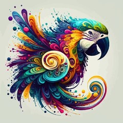 Fototapeta premium Parrot in bright colors. Abstract vector image of the parrot. T-shirt design. JPEG version.