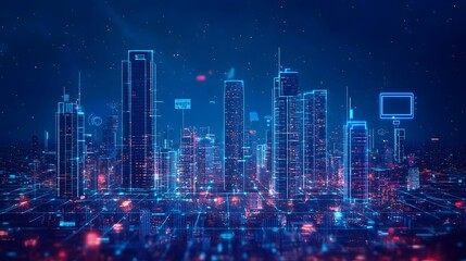 a hyperconnected city or industry driven by 5G networks, with high-speed, low-latency connections enabling IoT devices to interact in real time