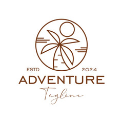 Palm Tree outline style icon vector logo design