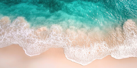 Obraz premium Drone photograph of tropical sea sand beach, Aerial shot shoreline coastline photographs, turquoise water white sands, bird's eye view survey