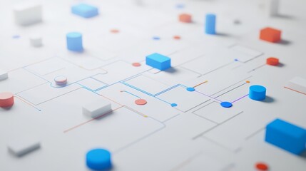 Abstract Network: A minimalist, geometric design featuring interconnected lines and vibrant shapes, representing the interconnectedness of data and technology. 
