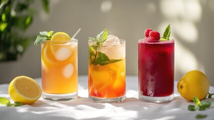 Refreshing Summer Drinks with Lemon and Raspberry
