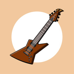 Metal electric guitar icon illustration