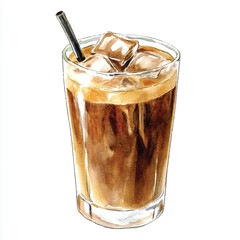 ice coffee watercolor clipart illustration