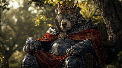 Armored Bear King in a Regal Setting