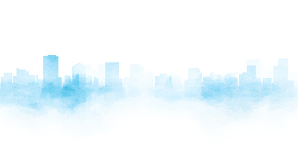 Soft Blue City Skyline in Minimalist Style