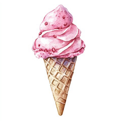 Ice cream watercolor clipart illustration