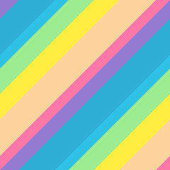 Seamless pattern of diagonal stripes in pastel rainbow colors. Perfect for various design projects, wallpapers, textiles, packaging, and digital backgrounds. Use this pattern to add a pop of color.