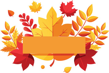 autumn foliage on white background. Banner with fall leaves . Vector illustration 