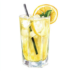 ice Lemonade watercolor clipart illustration