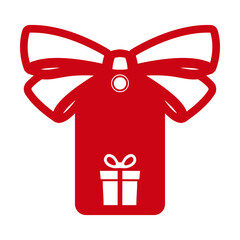 Christmas tag design with gift box. Holiday template for Xmas handmade gifts. Vector illustration