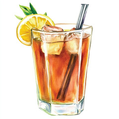 Ice tea watercolor clipart illustration