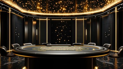 Luxurious Black and Gold Casino Room