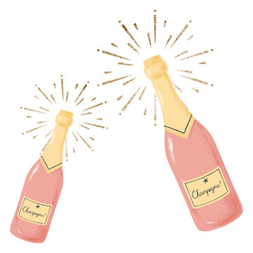 pink champagne bottles popping celebration clip art preview