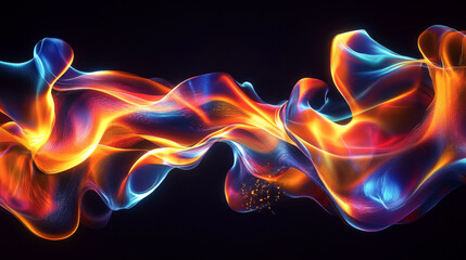 Fototapeta premium Dynamic Flames in Blue, Pink and Orange on Black Background