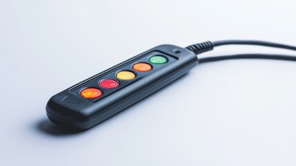 Portable electrical outlet tester with LED indicators, isolated on a plain white background