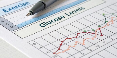 Time Markers Closeup detail of specific time markers on the graph where exercise was performed which correlate with subsequent drops in glucose levels illustrating an immediate