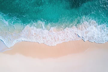 Selbstklebende Fototapeten Drone photograph of tropical sea sand beach, Aerial shot shoreline coastline photographs, turquoise water white sands, bird's eye view survey © dan