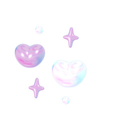 3D Purple heart shape Holographic 