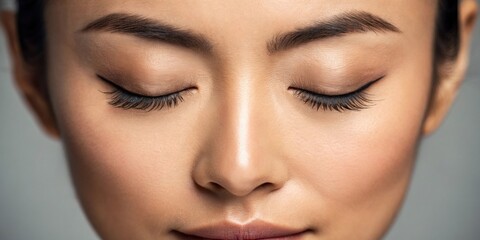 Focused Eyes A close view of closed eyelids with subtle creases indicating concentration and a deep meditative state reflecting inner peace.