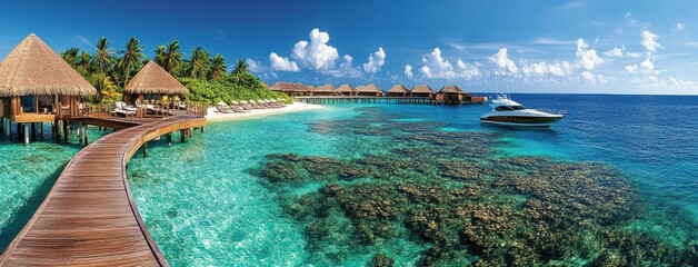 Obraz premium Breathtaking Panoramic View of Maldives Beaches
