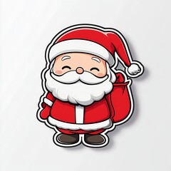 Adorable Cartoon Santa Claus with Cheerful Christmas Vibe Holding a Red Gift Sack : Generative AI