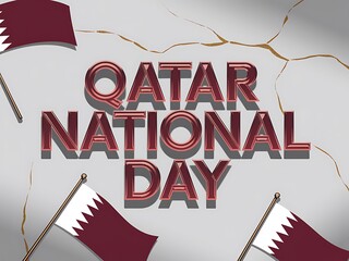 Qatar National Day Celebration with Flags and Text